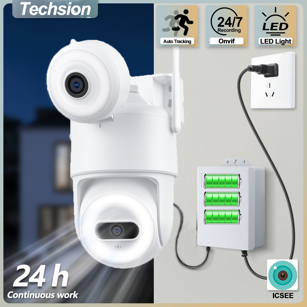 Home Security Flood Lights - Draadloze beveiligingscamera Dubbele lens Outdoor WiFi