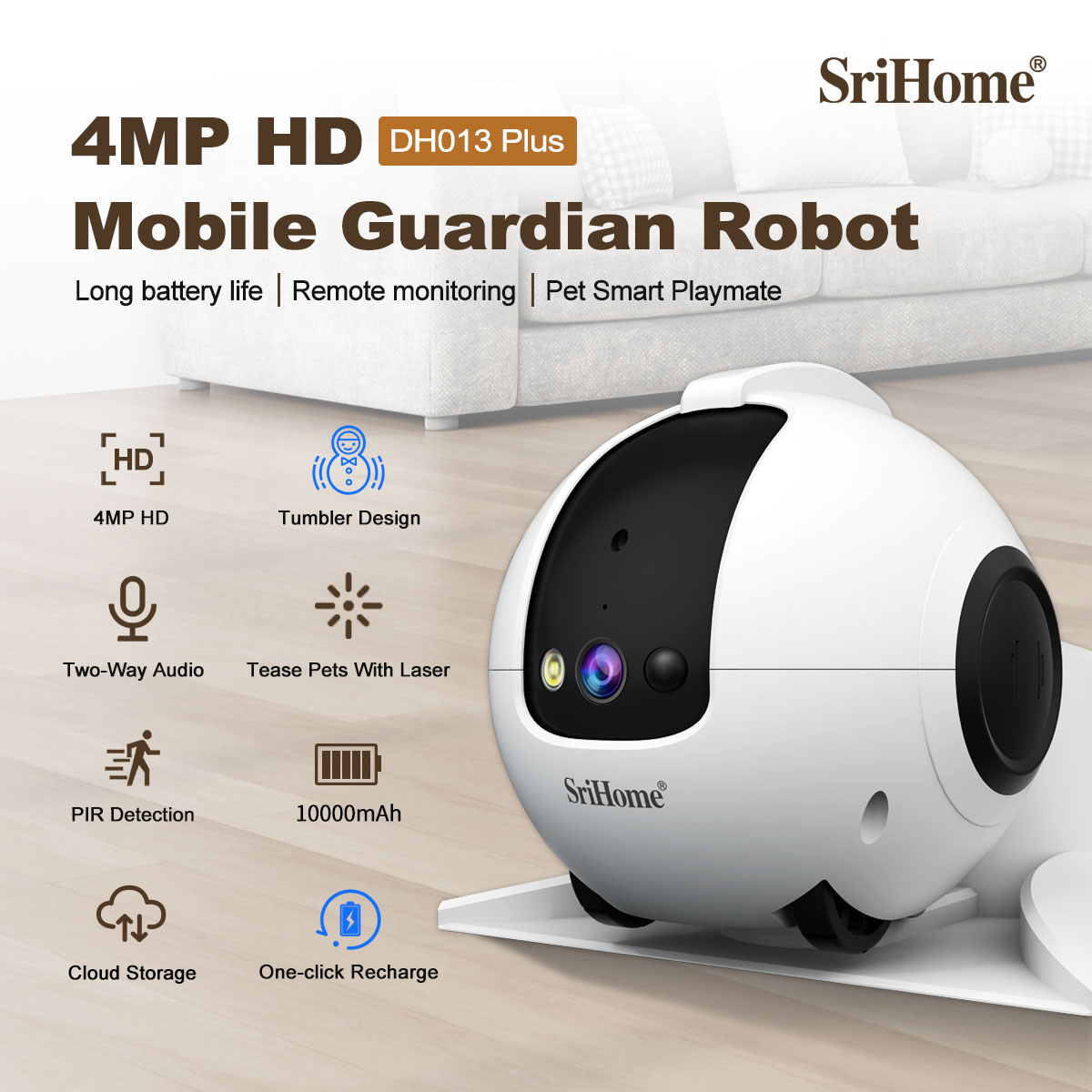 Home Security Robots - 4MP Srihome APP Mobiele Bewakingsrobot Volledige